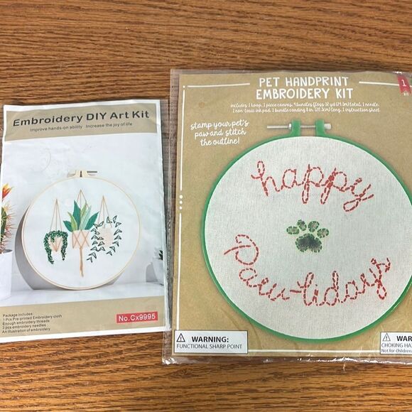 Embroidery kits, hanging plants & paw prints - Picture 1 of 7